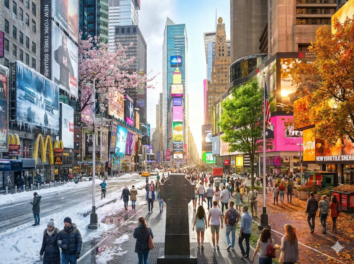 four seasons city landscape fusion