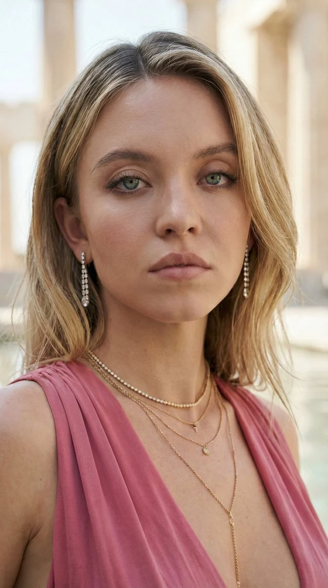 Sydney Sweeney in Grecian Fashion Editorial