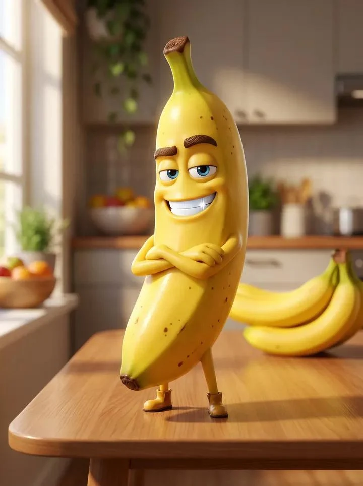 Pixar Style Hero Banana Character